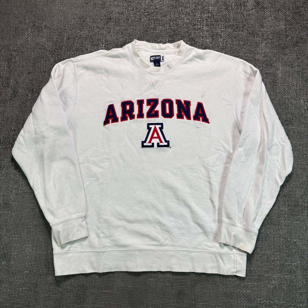 Gear For Sports Arizona Wildcats Sweatshirt Mens XL White Embroidered Y2K Gear